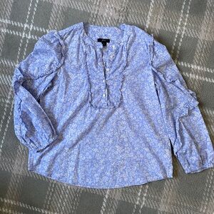 J.Crew floral ruffle bishop sleeve blouse S